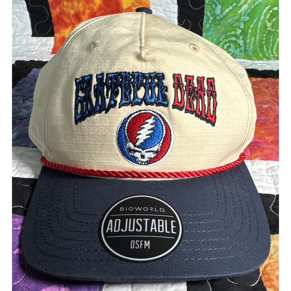 Grateful Dead Lightning Skull Red Retro Rope Hat SnapBack New NWT 2024 Bioworld